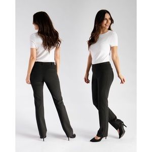 Betabrand Classic Dress Yoga Pants Straight Leg Charcoal M